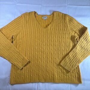 Vintage St. John's Bay Cable Knit V-neck Sweater Women's XL Y2K Vintage Preppy